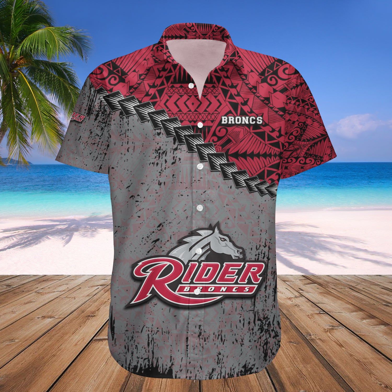 Rider Broncs Hawaii Shirt Grunge Polynesian Tattoo – NCAA