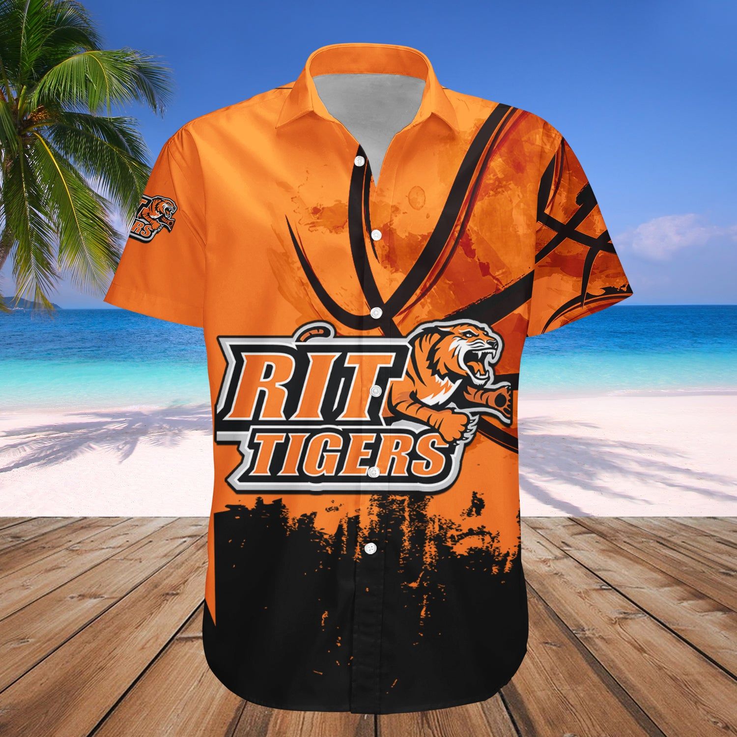 Rit Tigers Hawaii Shirt Basketball Net Grunge Pattern – NCAA