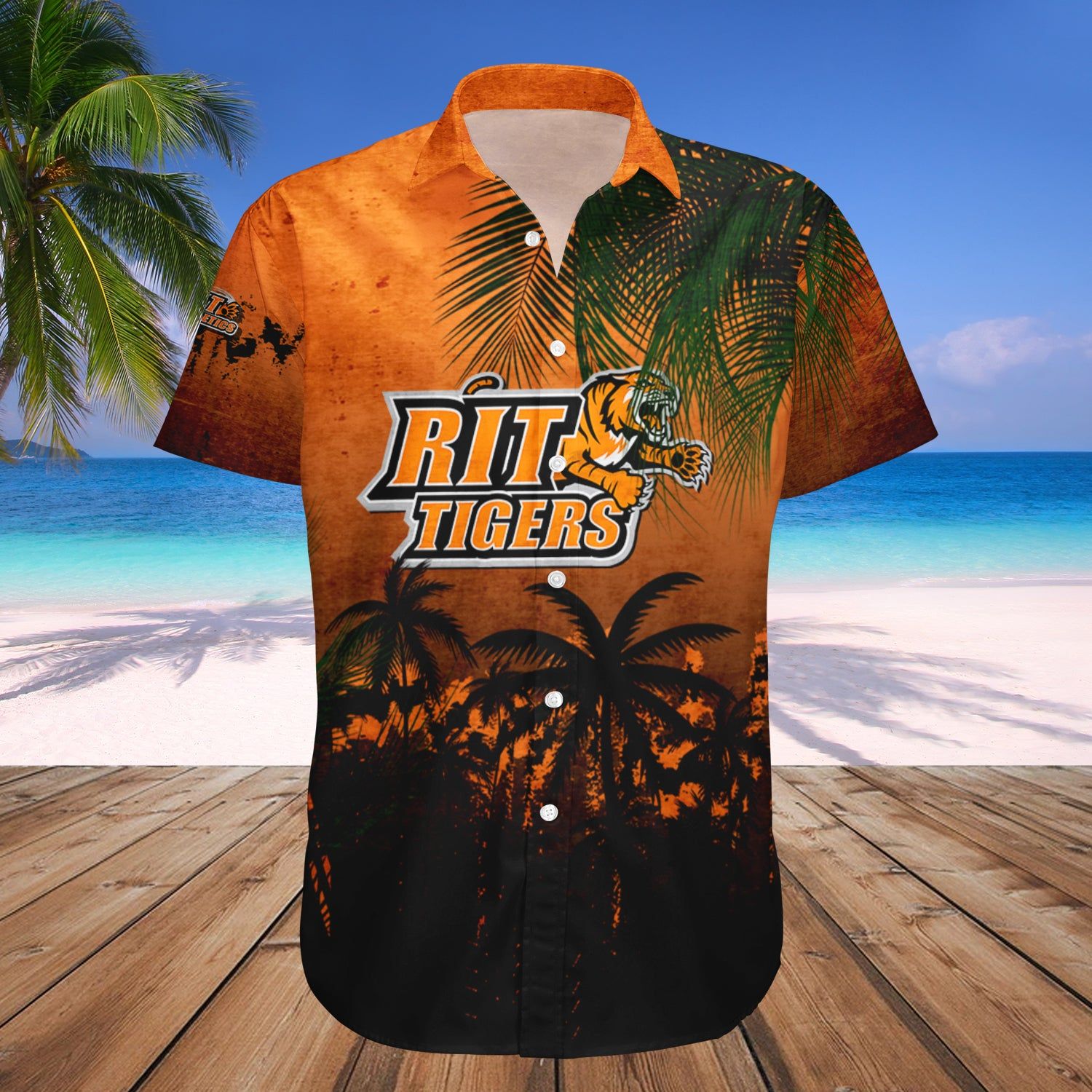 Rit Tigers Hawaii Shirt Coconut Tree Tropical Grunge – NCAA