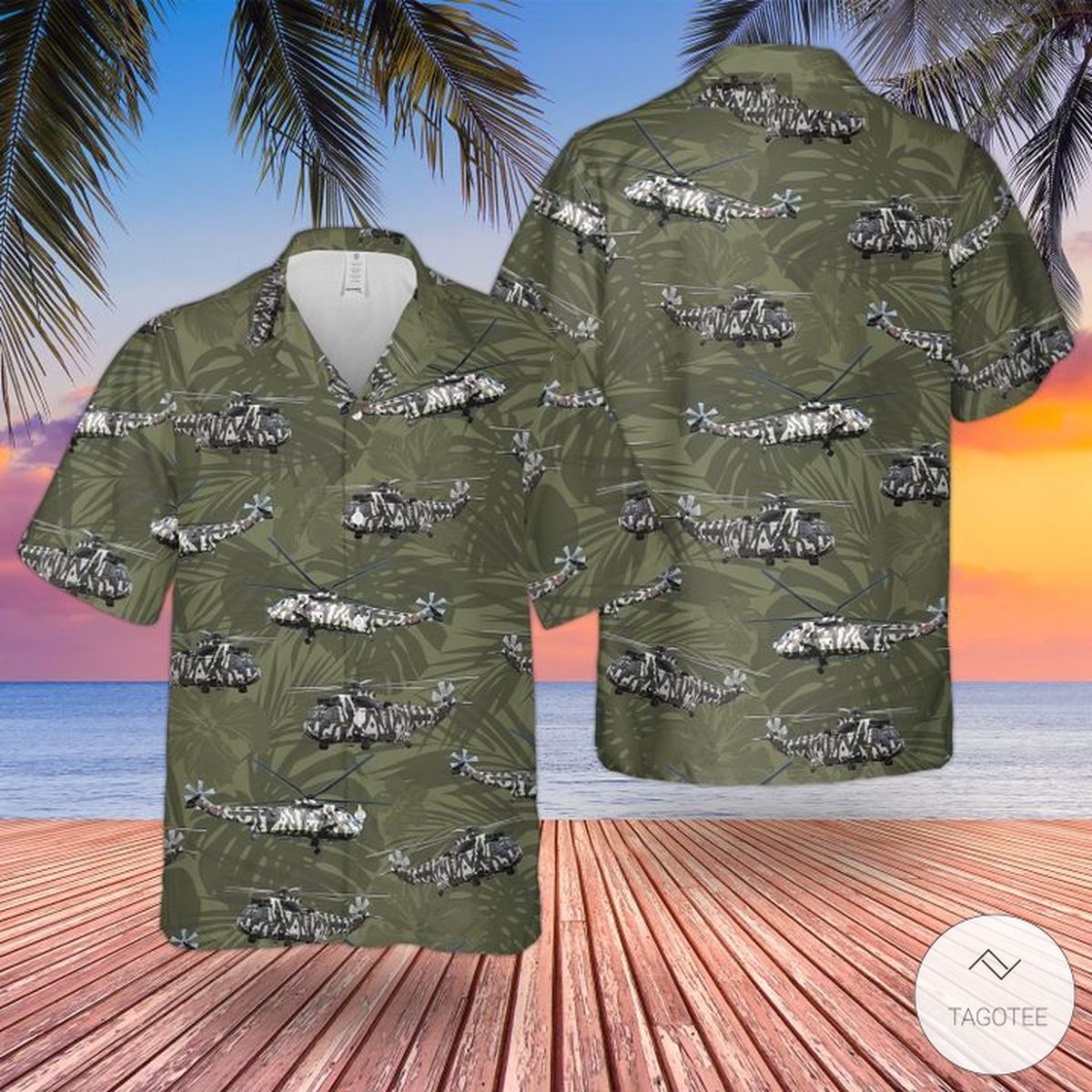 Rn Westland Sea King Jungly Arctic Camouflage Hawaiian Shirt