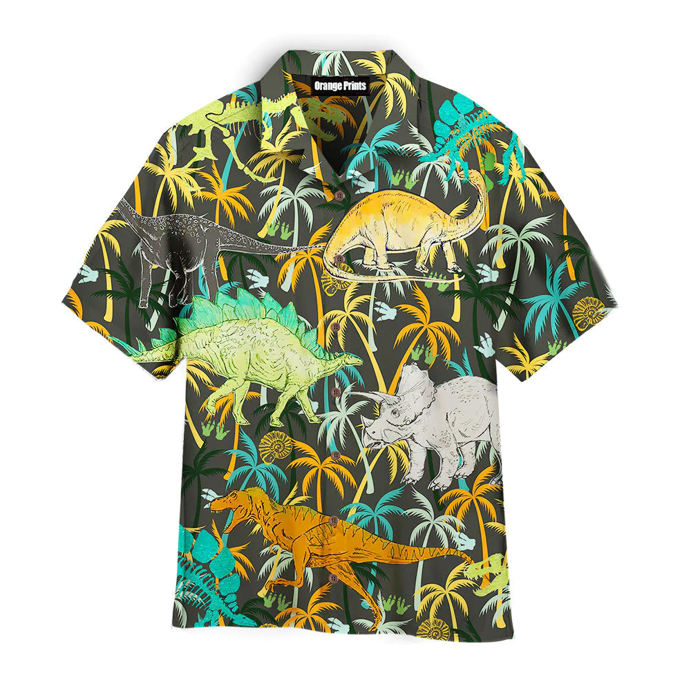 Roam the Tropics with Our Dinosaur Themed Aloha Hawaiian Shirt