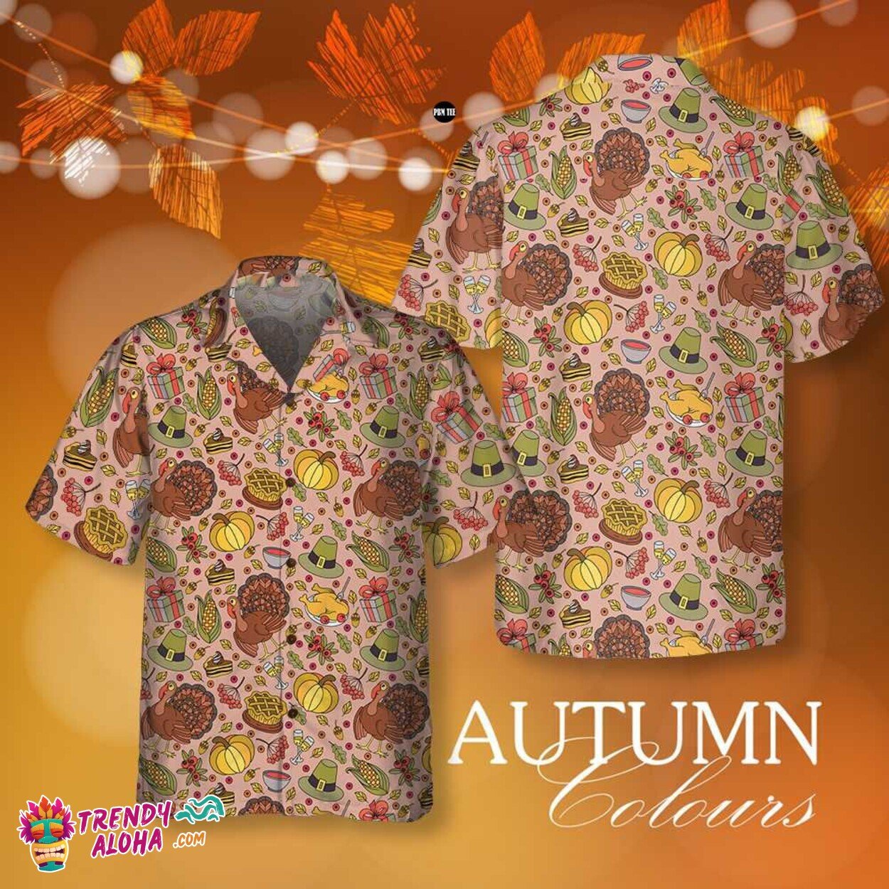 Roasted Turkey Thanksgiving Pattern Hawaiian Shirt Unisex Short Sleeve