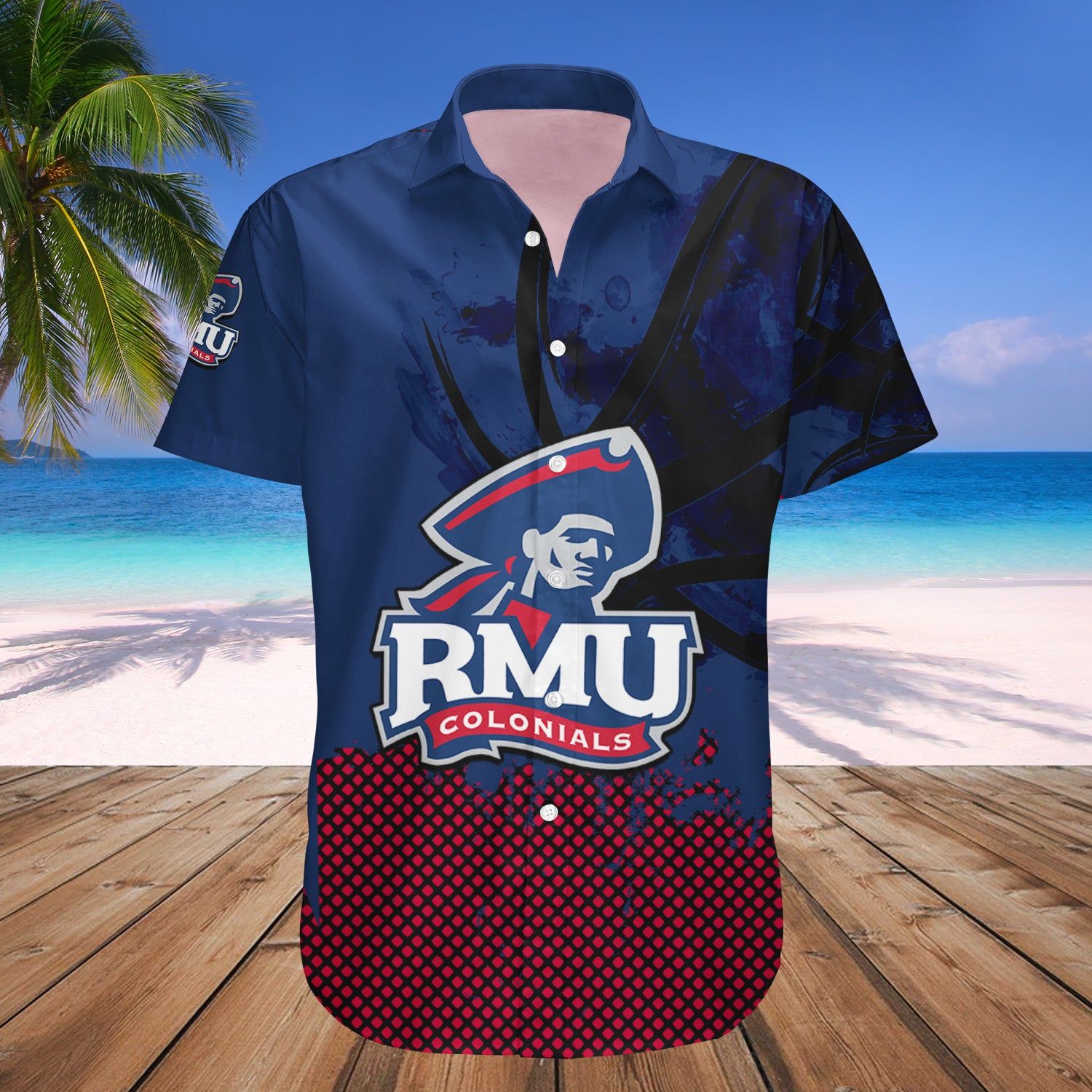 Robert Morris Colonials Hawaii Shirt Basketball Net Grunge Pattern – NCAA
