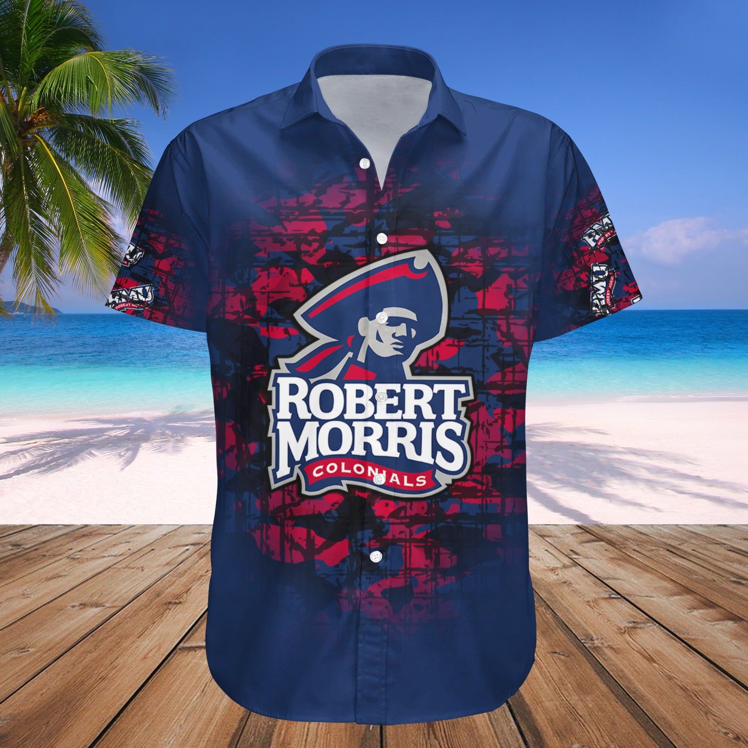 Robert Morris Colonials Hawaii Shirt Camouflage Vintage – NCAA