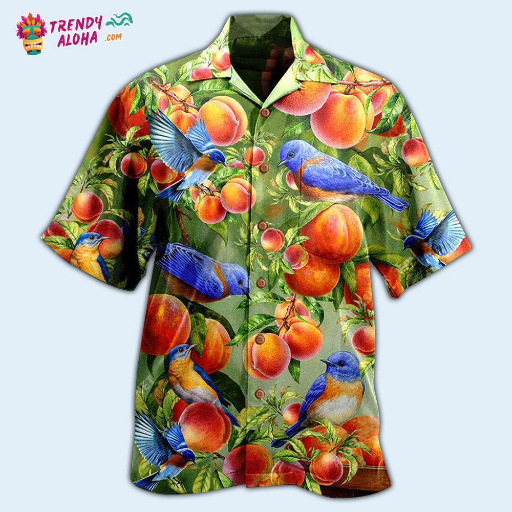 Robin Bird Something Peach Blue Hawaiian Shirt – Trendy Aloha