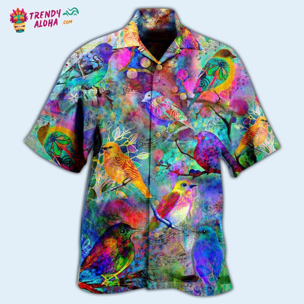 Robin Birds Colorful Mix Color Hawaiian Shirt – Trendy Aloha