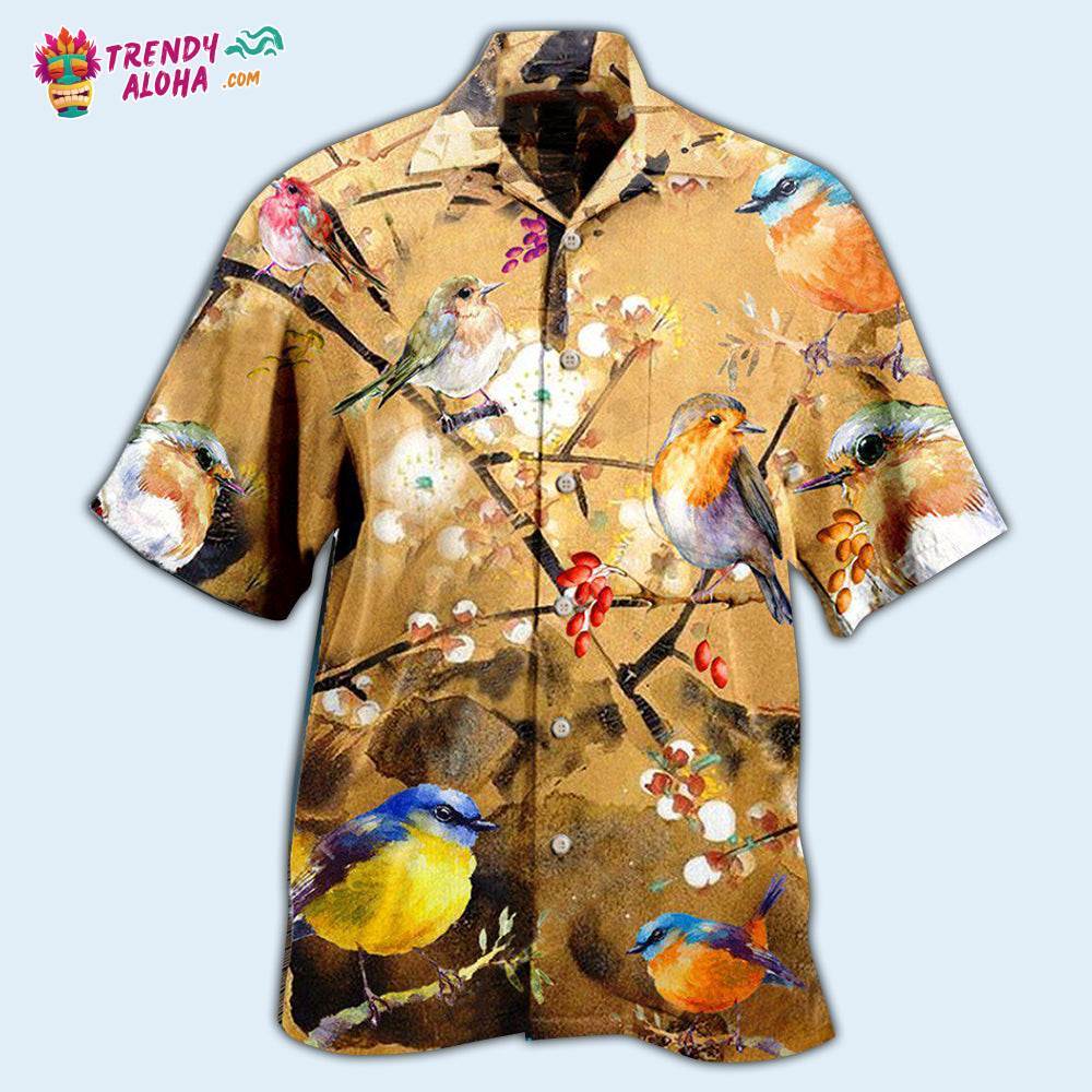 Robin The Bird Took Its Perch On A Tree Branch Hawaiian Shirt – Trendy Aloha