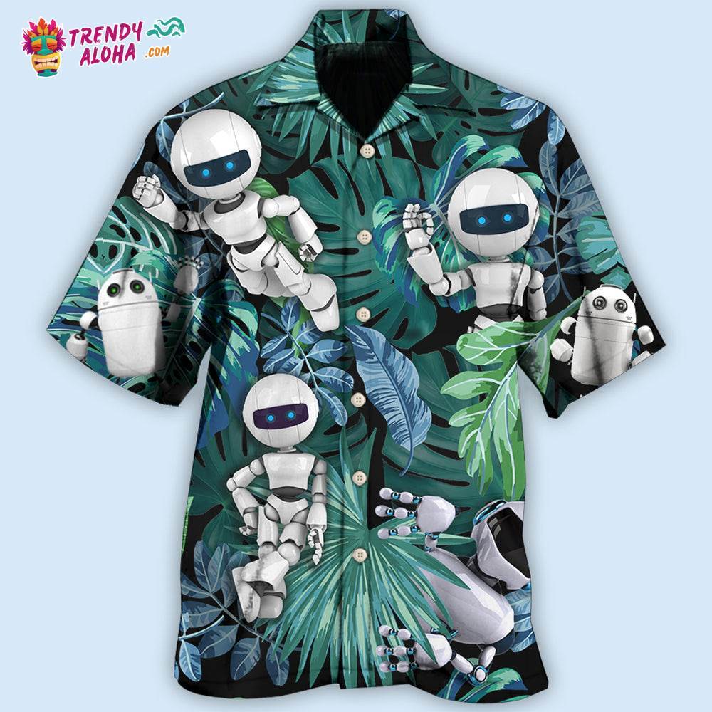 Robot Tropical Leaf So Excited Hawaiian Shirt – Trendy Aloha