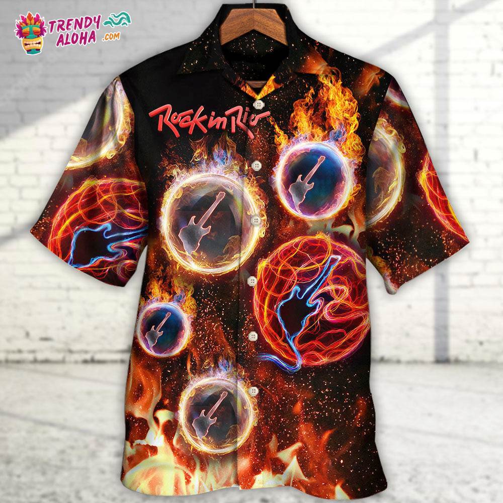 Rock In Rio With Fire Music Lover Amazing Style Hawaiian Shirt – Trendy Aloha