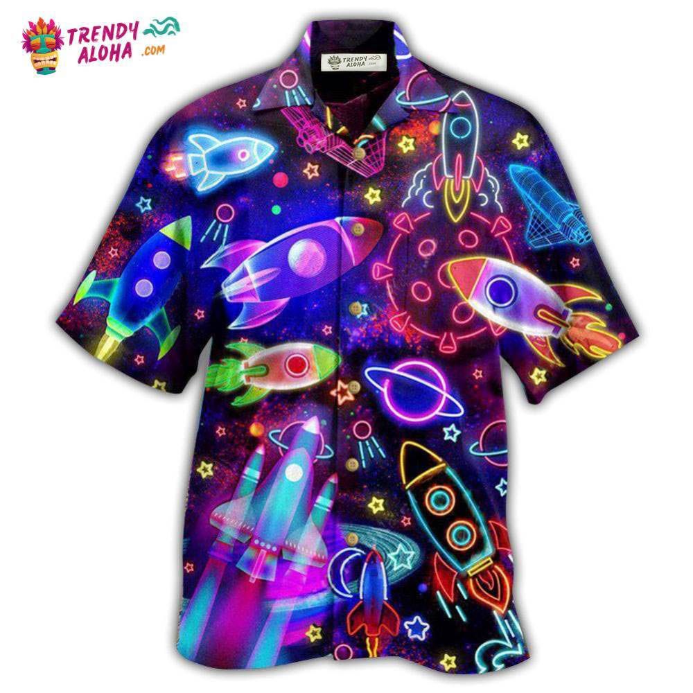 Rocket Galaxy Shoot For The Stars Glowing Hawaiian Shirt – Trendy Aloha