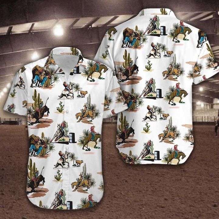 Rodeo Cowboy White Trendy Hawaiian Shirt