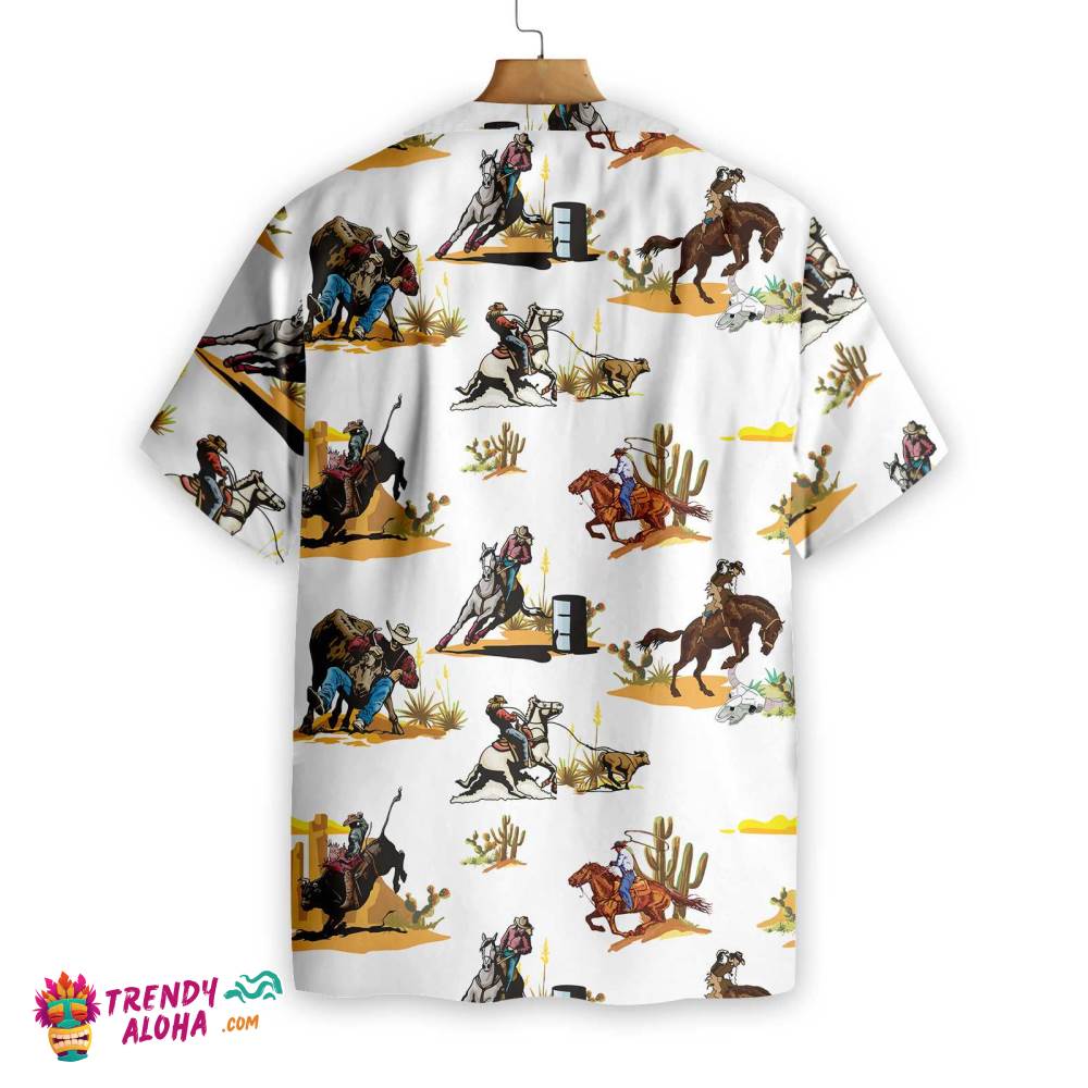 Rodeo Seamless Pattern Hawaiian Shirt White Version, Texas Native Western Shirt, Proud Texas Shirt For Men