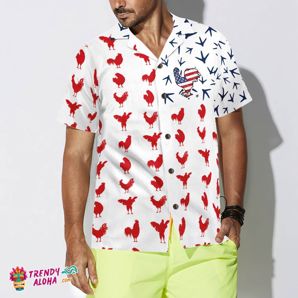 Rooster American Flag Hawaiian Shirt