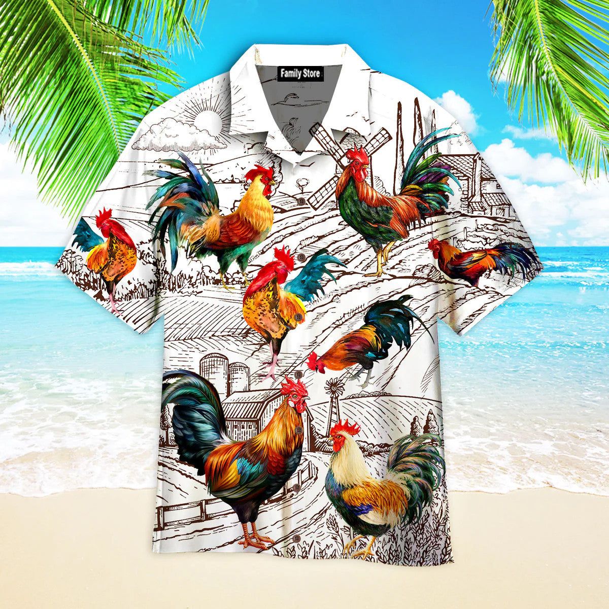 Rooster Cattle Farming Summer Hawaiian Shirts
