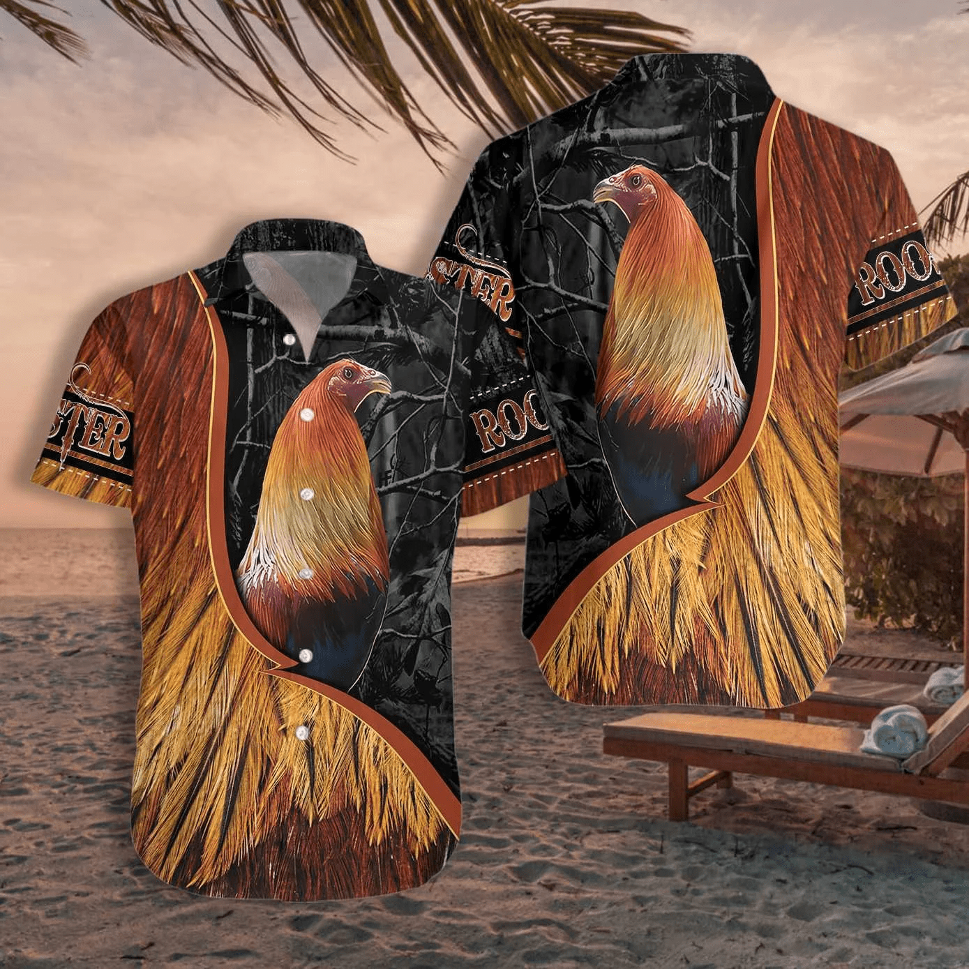 Rooster Depiction 3D Hawaiian Shirt Farm Inspired Design