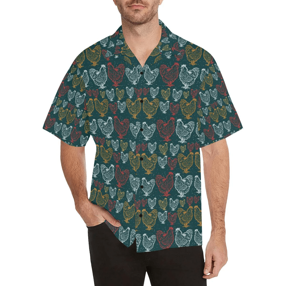 Rooster Hand Draw Design Trendy Hawaiian Shirt, Chicken Lover Trendy Hawaiian Shirt For Summer Gifts