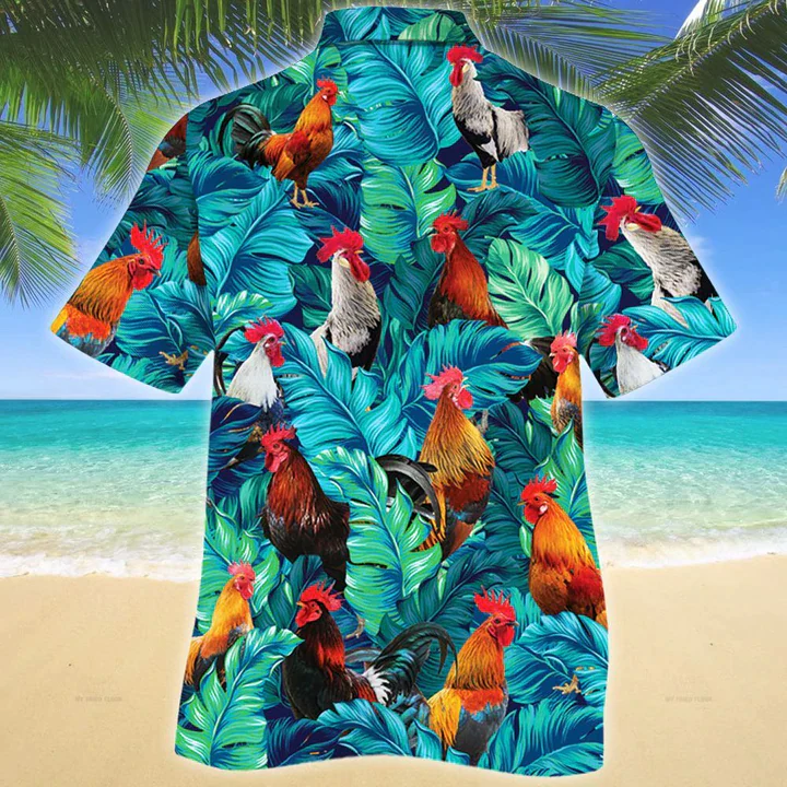 Rooster Lovers Gift Trendy Hawaiian Shirt, Rooster Aloha Shirt, Summer Short Sleeve Hawaiian Aloha Shirt For Men, Women