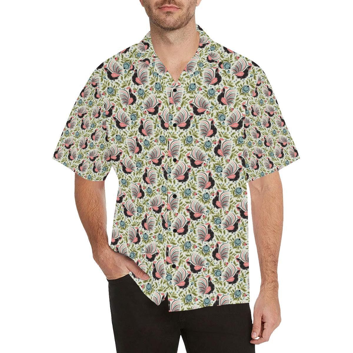 Rooster Print Design Trendy Hawaiian Shirt, Chicken Lover Trendy Hawaiian Shirt For Summer Gifts