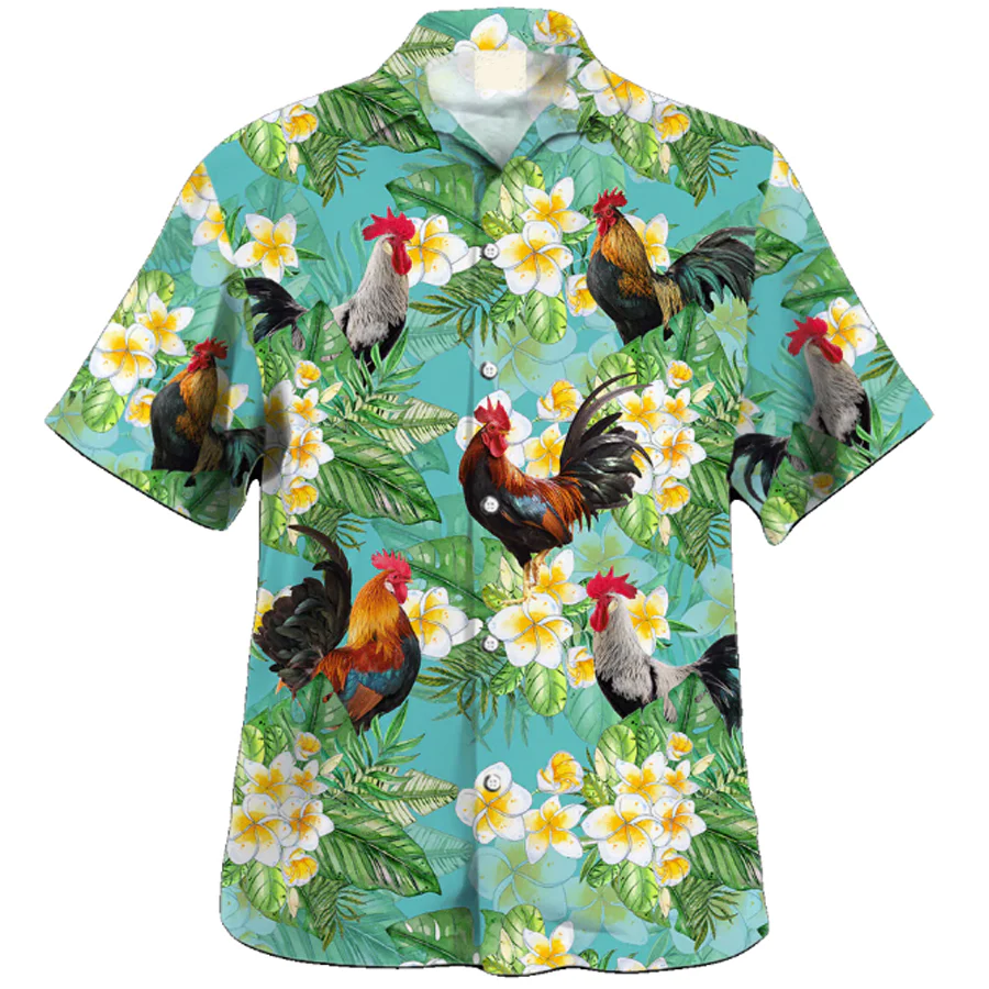 Rooster Tropical Trendy Hawaiian Shirt, Chicken Trendy Hawaiian Shirt, Animal Trendy Hawaiian Shirts, Farmer Shirt For Men And Women