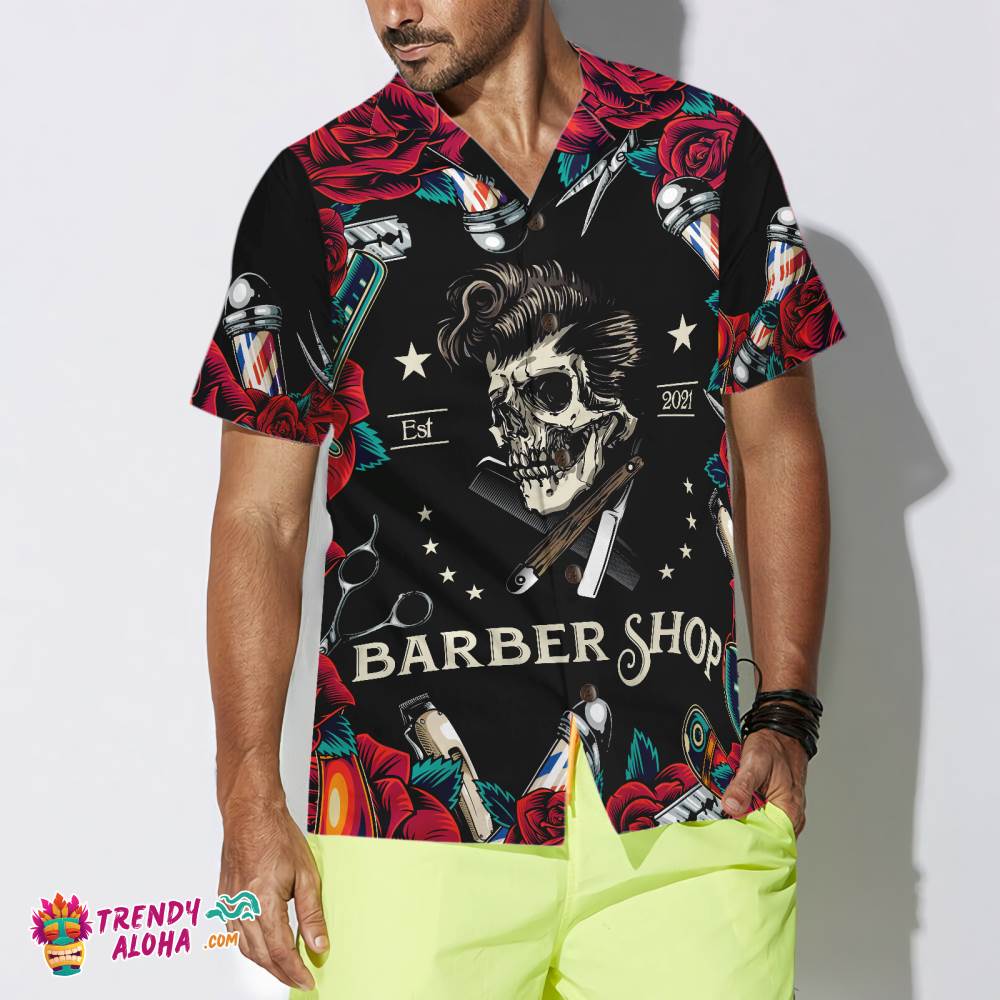 Rose & The Barber Skull Hawaiian Shirt