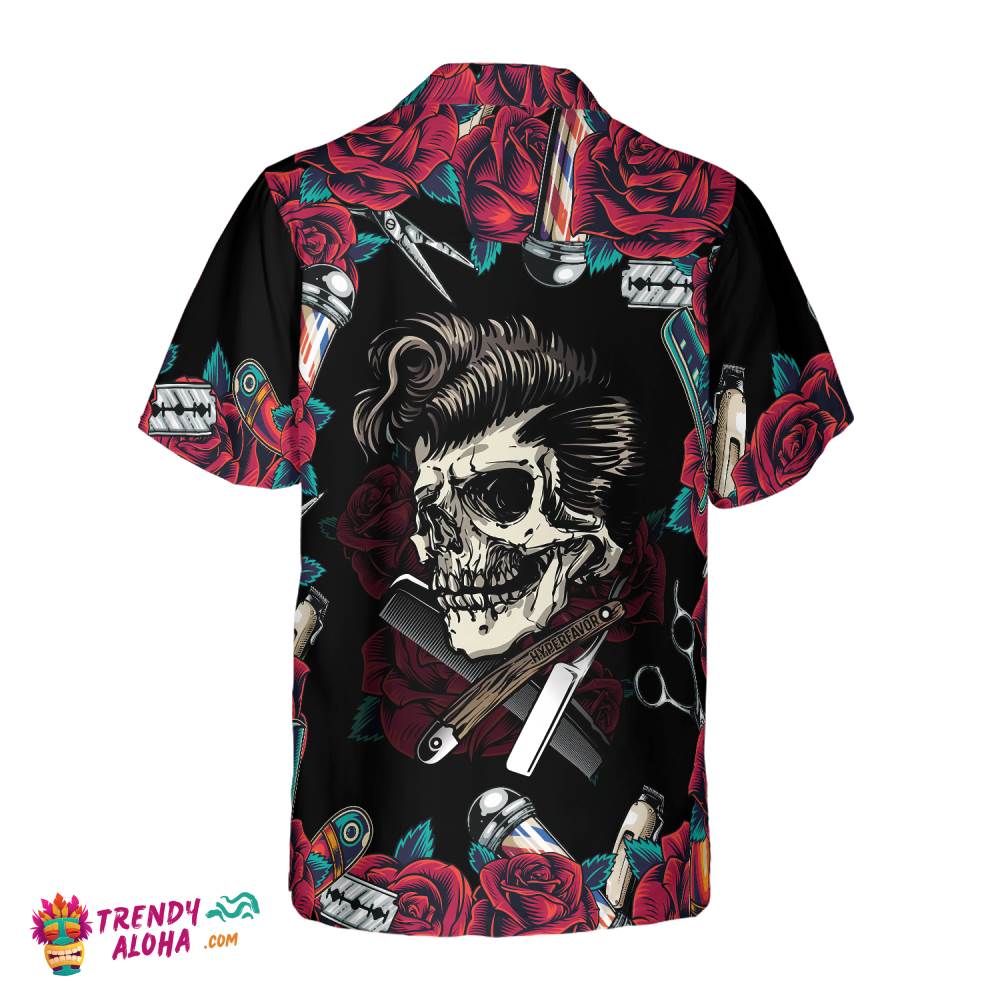 Rose & The Barber Skull Hawaiian Shirt