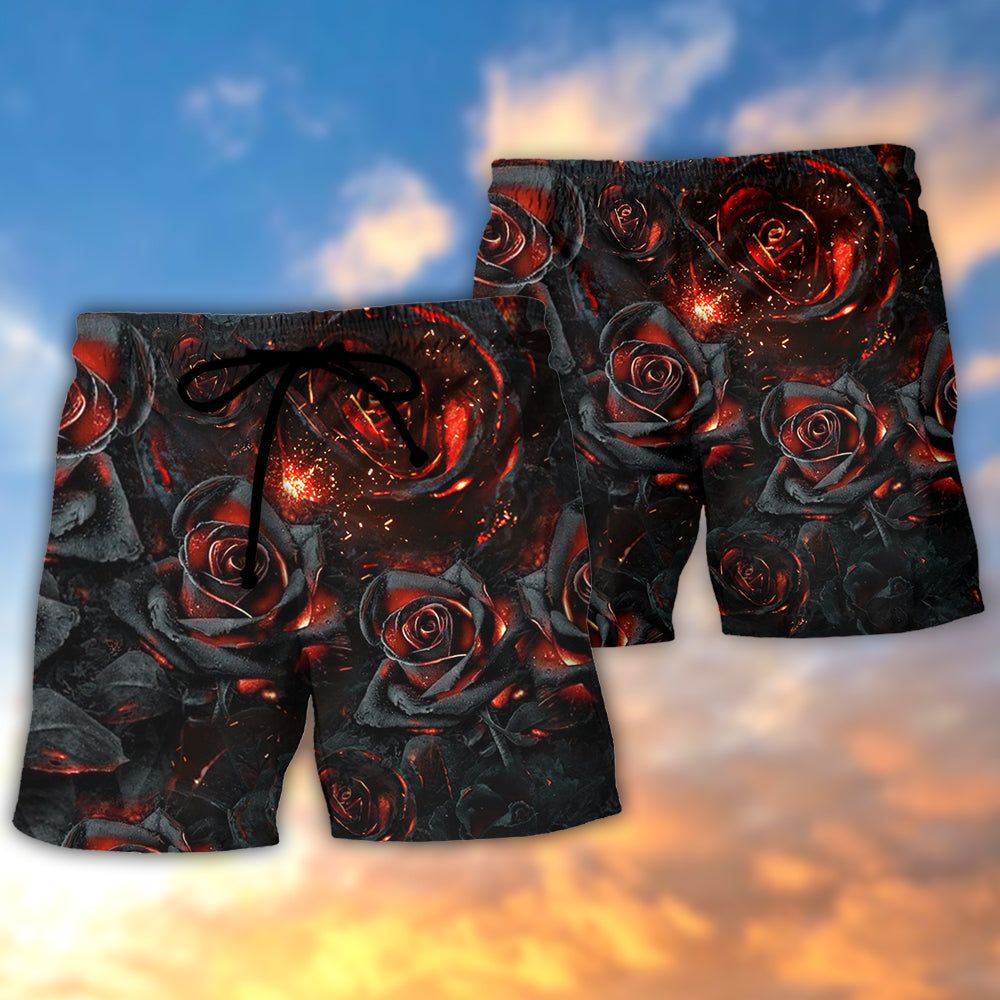 Rose Flowers Life Is Like Burning Rose Trendy Aloha Hawaiian Beach Shorts