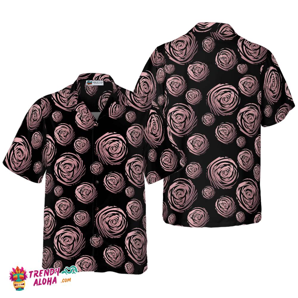 Rose Gold In Black Hawaiian Shirt