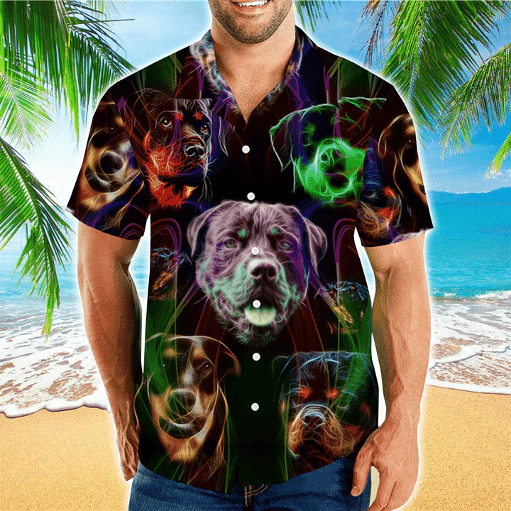 Rottweiler Colorful Tropical Trendy Hawaiian Shirt, Dog Short Sleeve Hawaiian Aloha Shirt Rottweiler Colorful Tropical Trendy Hawaiian Shirt, Dog Short Sleeve Hawaiian Aloha Shirt