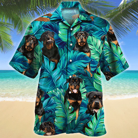 Rottweiler Dog Lovers Hawaiian Style For Summertime All Printed 3D Hawaiian Shirt
