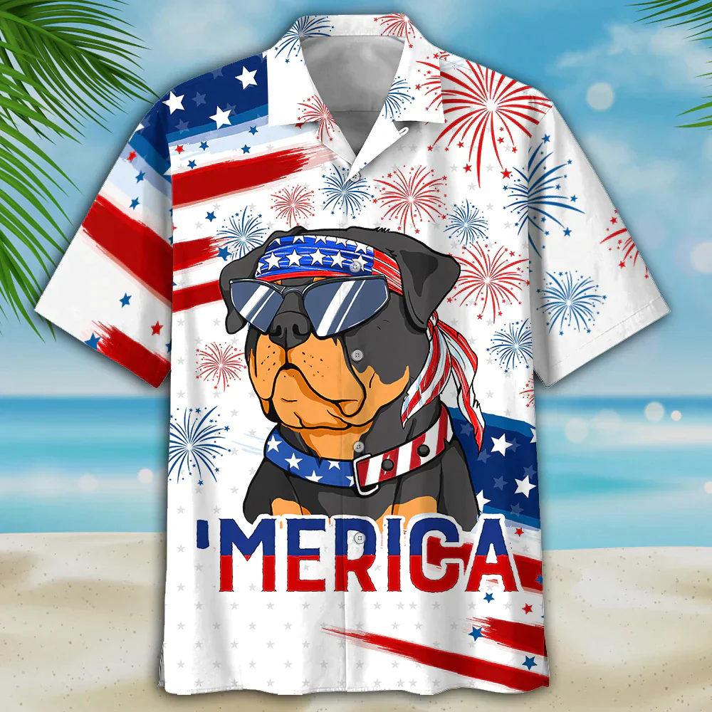 Rottweiler Dog Merica Independence Day Usa Flag Trendy Hawaiian Shirt For Men Women, 4Th Of July Gift For Dog Lovers