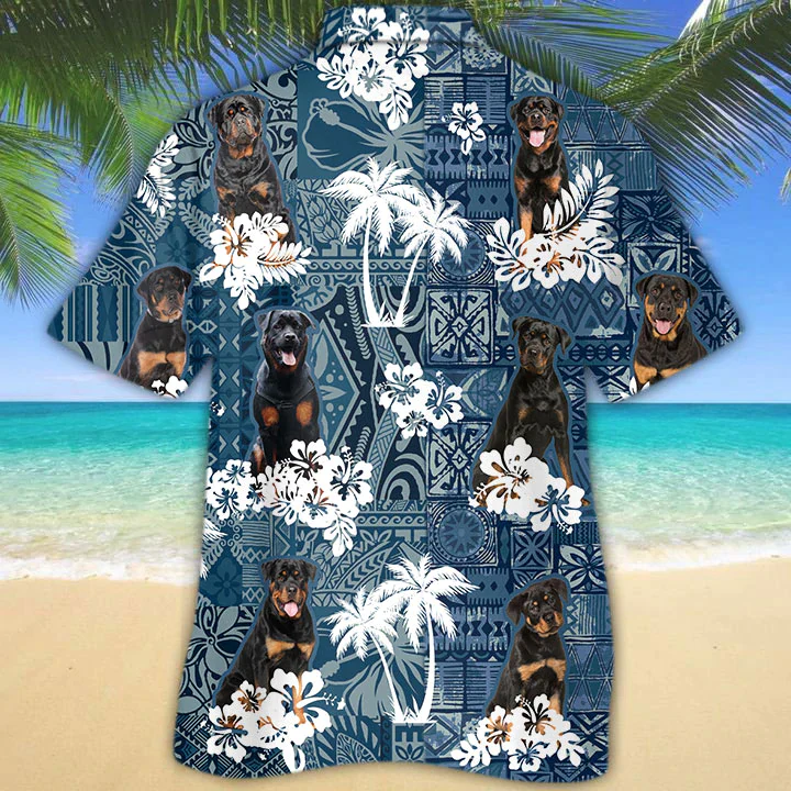 Rottweiler Trendy Hawaiian Shirt, Trendy Hawaiian Shirt Vintage Floral Dog, Men’s Trendy Hawaiian Shirt, Beach Summer Aloha Shirt