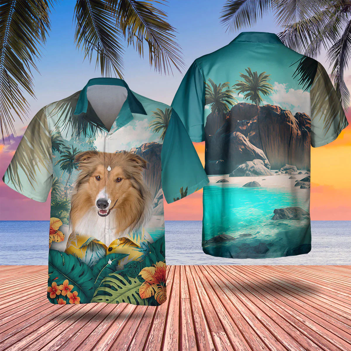 Rough Collie Tropical Trendy Hawaiian Shirt, Dog Lover Trendy Hawaiian Shirt, Summer Gift For Men And Women Rough Collie Tropical Trendy Hawaiian Shirt, Dog Lover Trendy Hawaiian Shirt, Summer Gift For Men And Women