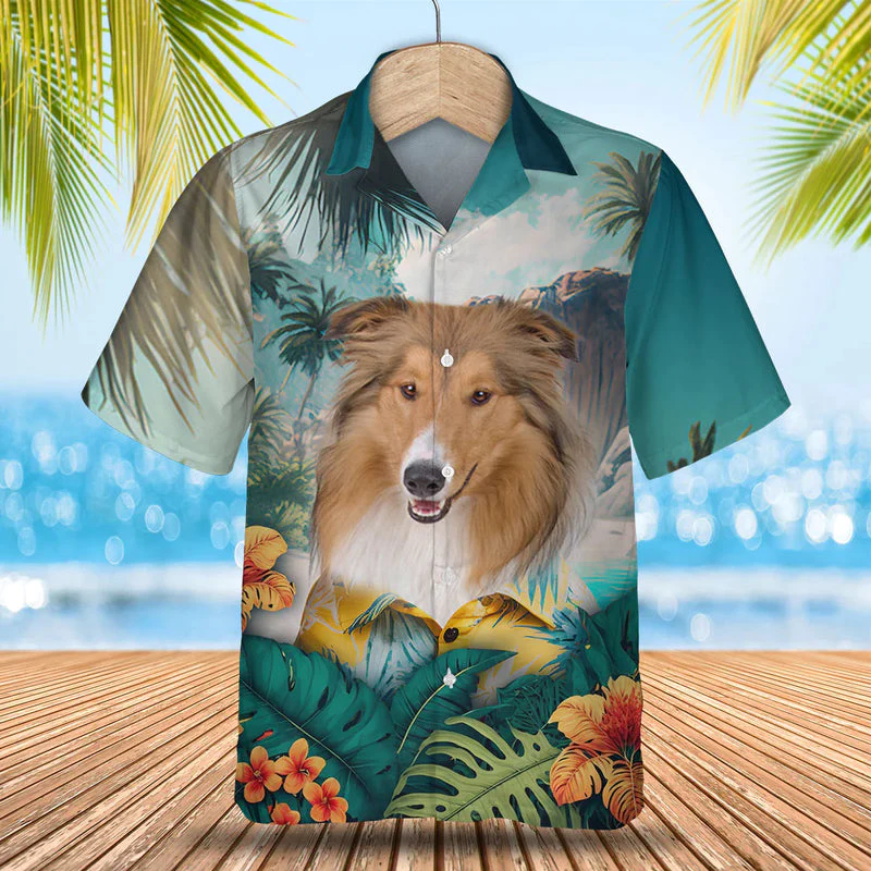 Rough Collie Tropical Trendy Hawaiian Shirt, Dog Lover Trendy Hawaiian Shirt, Summer Gift For Men And Women