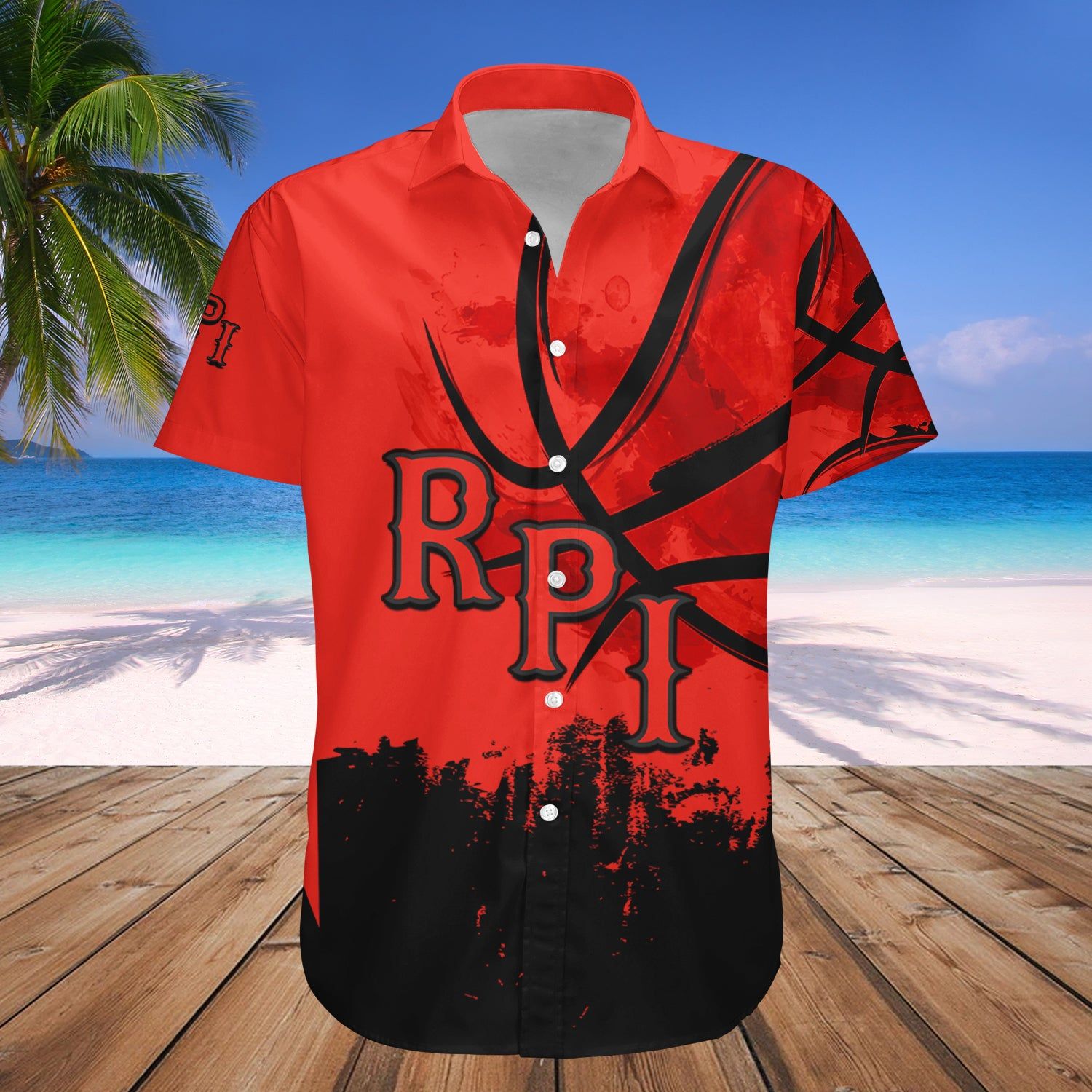 Rpi Engineers Hawaii Shirt Basketball Net Grunge Pattern – NCAA