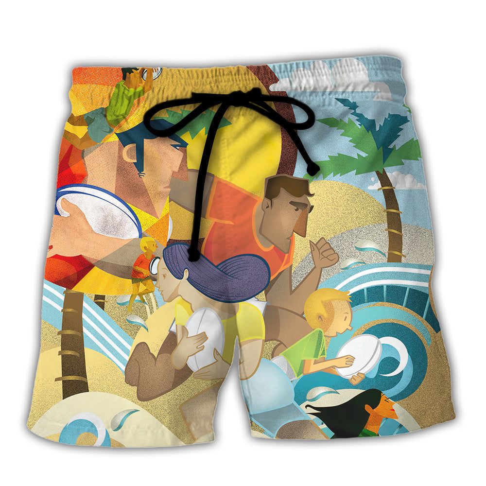 Rugby Beach Sports Beach Rugby Family Fight Trendy Aloha Hawaiian Beach Shorts