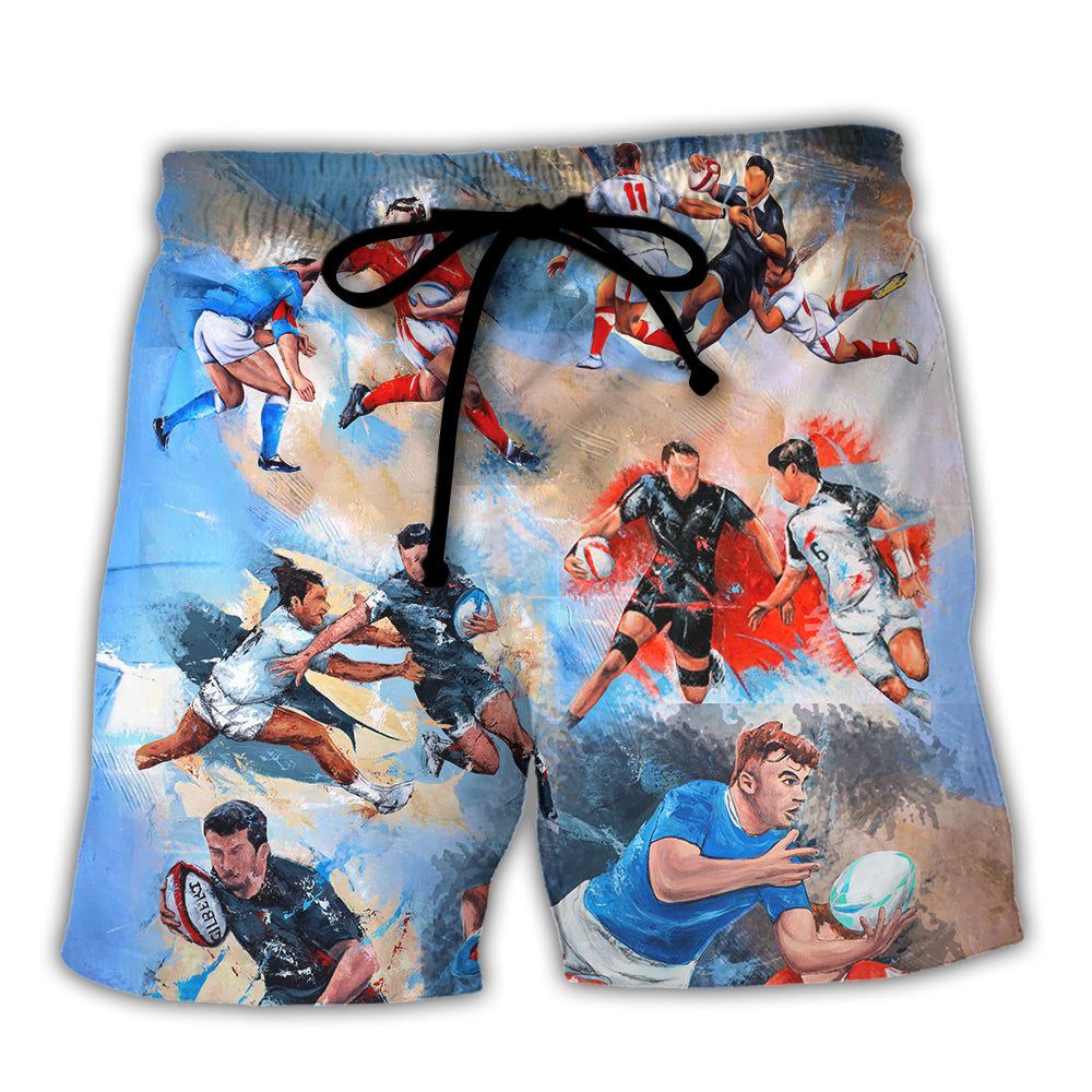 Rugby Saved Me From Being A Pornstar Funny Rugby Quote Gift Colorful Trendy Aloha Hawaiian Beach Shorts