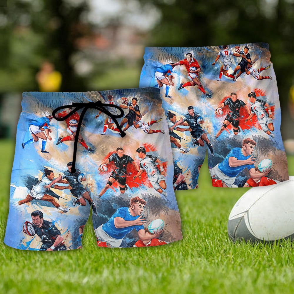 Rugby Saved Me From Being A Pornstar Funny Rugby Quote Gift Colorful Trendy Aloha Hawaiian Beach Shorts