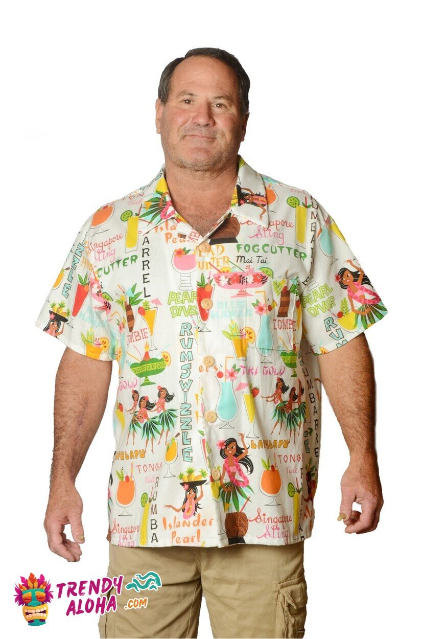 Rum Sizzler Pattern Exotic Tropical Drink Themed Hawaiian Shirt