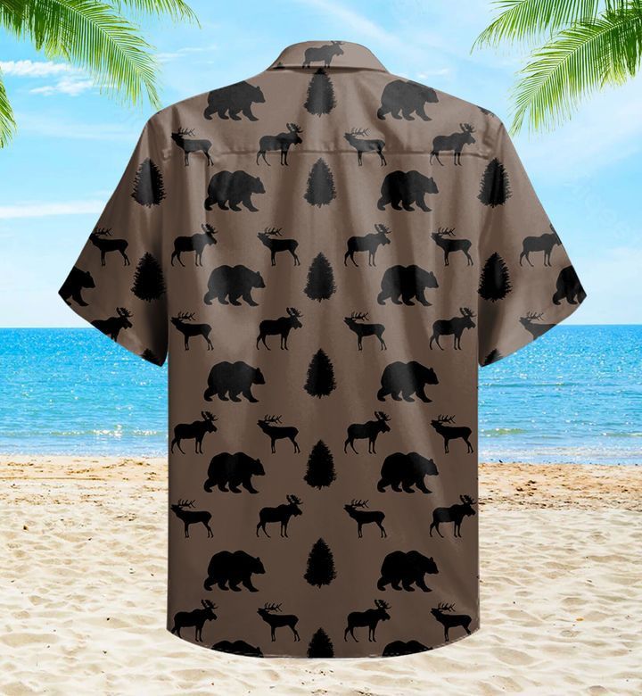 Rustic Bear And Moose Brown Trendy Hawaiian Shirt 3D Summer Gifts