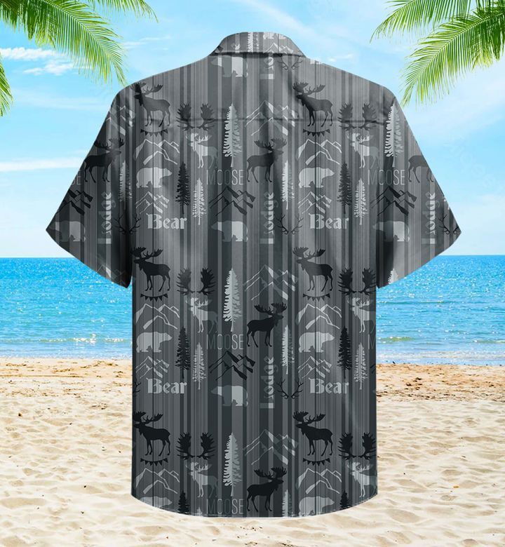 Rustic Deer Moose And Bear Grey Trendy Hawaiian Shirt 3D Summer Gifts