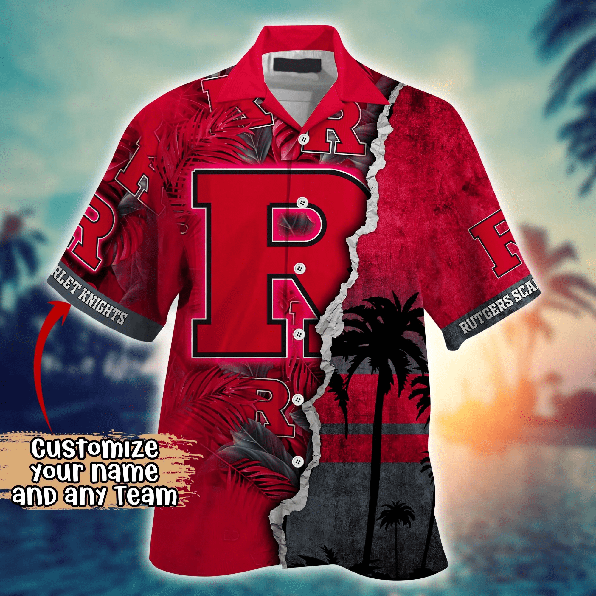 Rutgers Scarlet Knights NCAA Hawaiian Shirt Custom Parasols Aloha Shirt