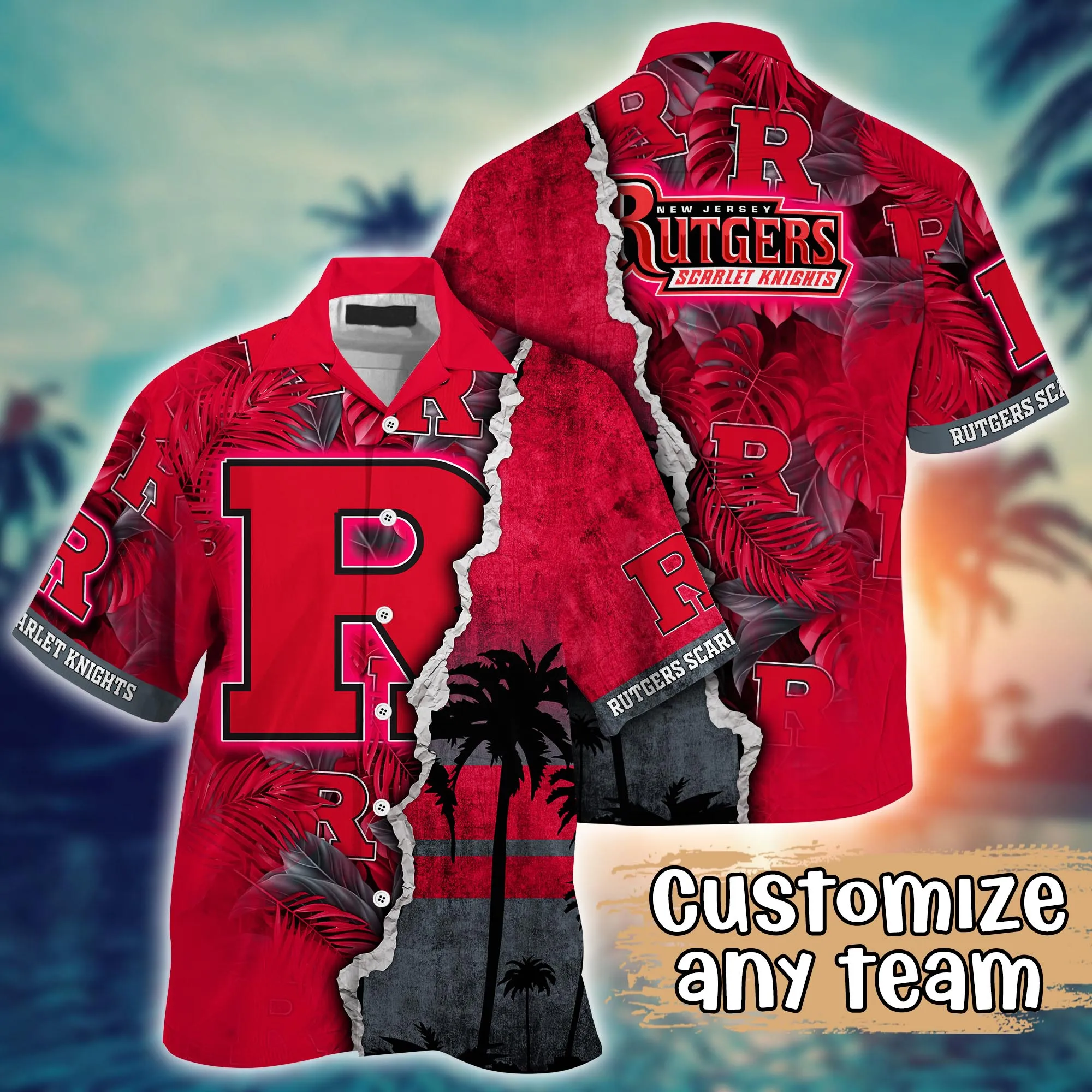 Rutgers Scarlet Knights NCAA Hawaiian Shirt Custom Parasols Aloha Shirt Rutgers Scarlet Knights NCAA Hawaiian Shirt Custom Parasols Aloha Shirt