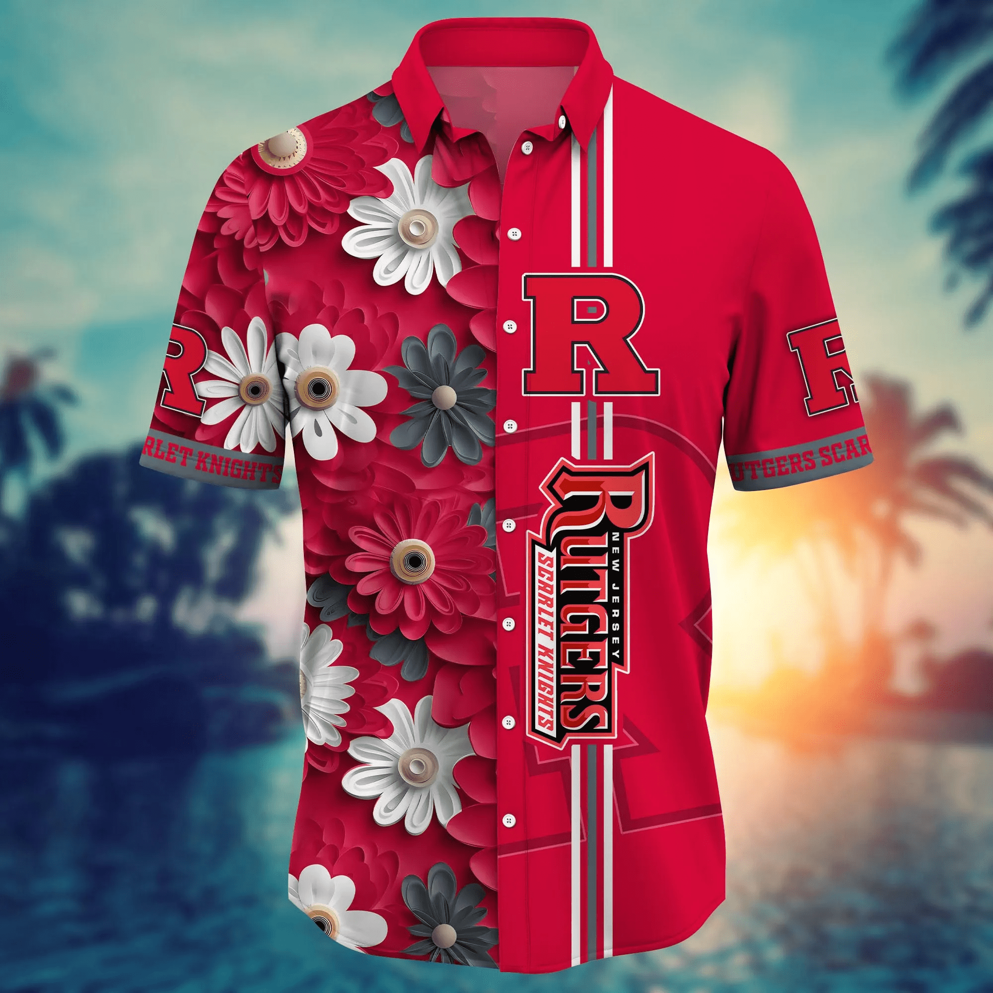 Rutgers Scarlet Knights NCAA Hawaiian Shirt Fireflies Aloha Shirt