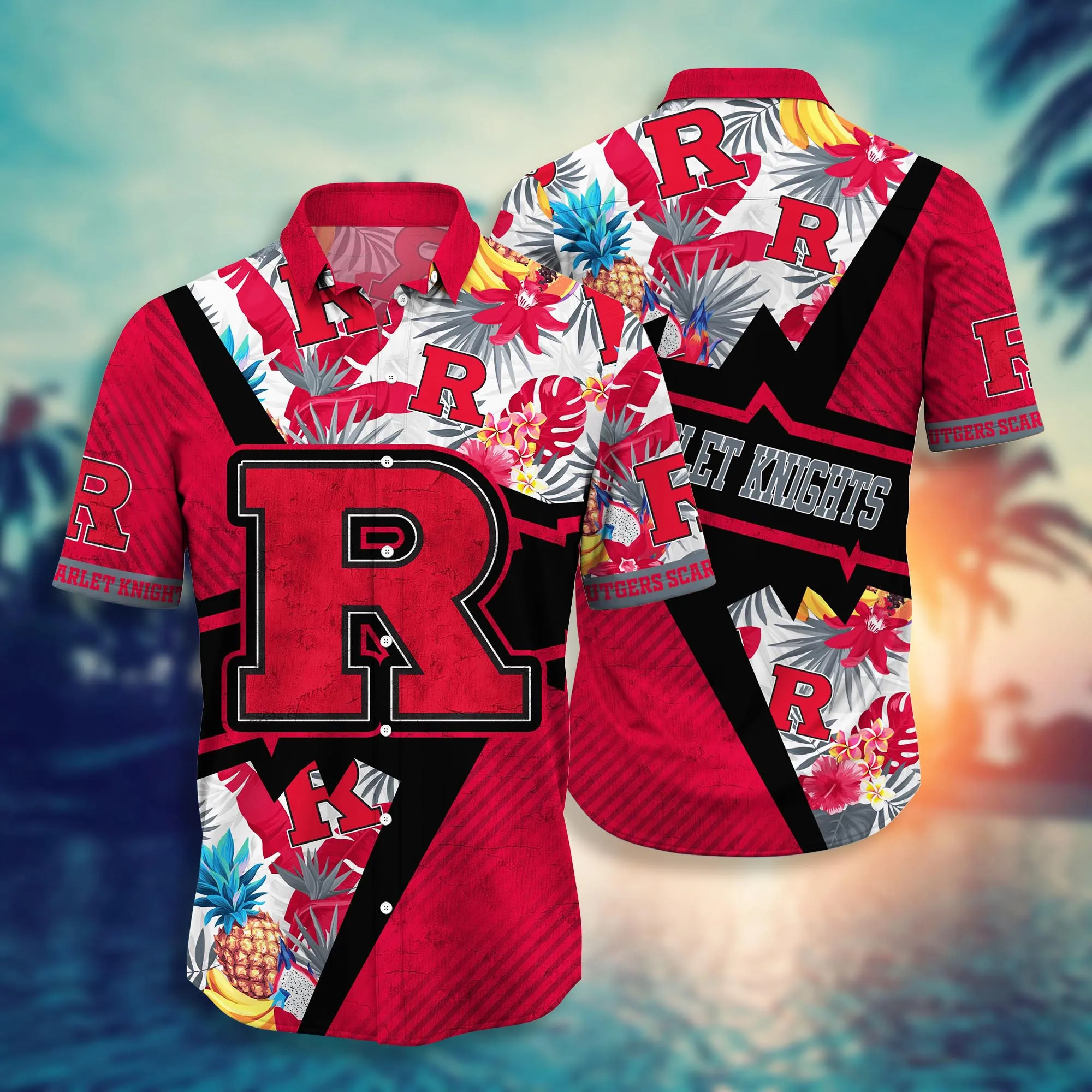 Rutgers Scarlet Knights NCAA Hawaiian Shirt Golden Hour Aloha Shirt Rutgers Scarlet Knights NCAA Hawaiian Shirt Golden Hour Aloha Shirt