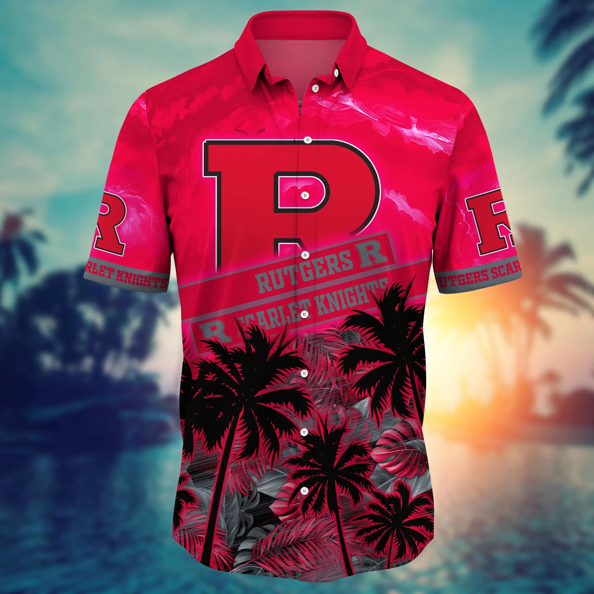 Rutgers Scarlet Knights NCAA Hawaiian Shirt Saltwater Aloha Shirt