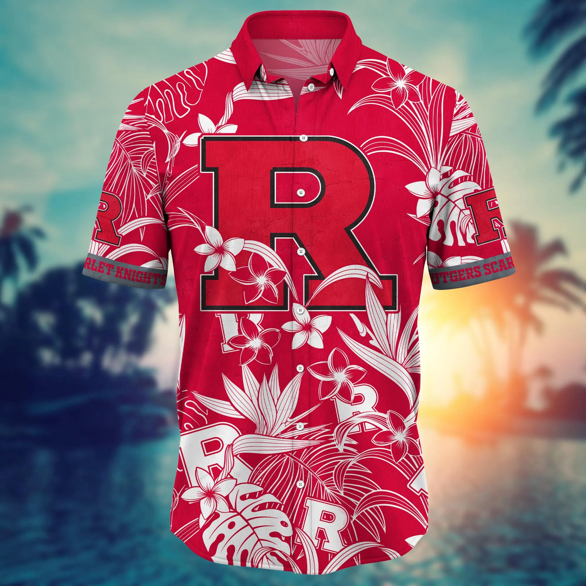 Rutgers Scarlet Knights NCAA Hawaiian Shirt Sunburntime Aloha Shirt