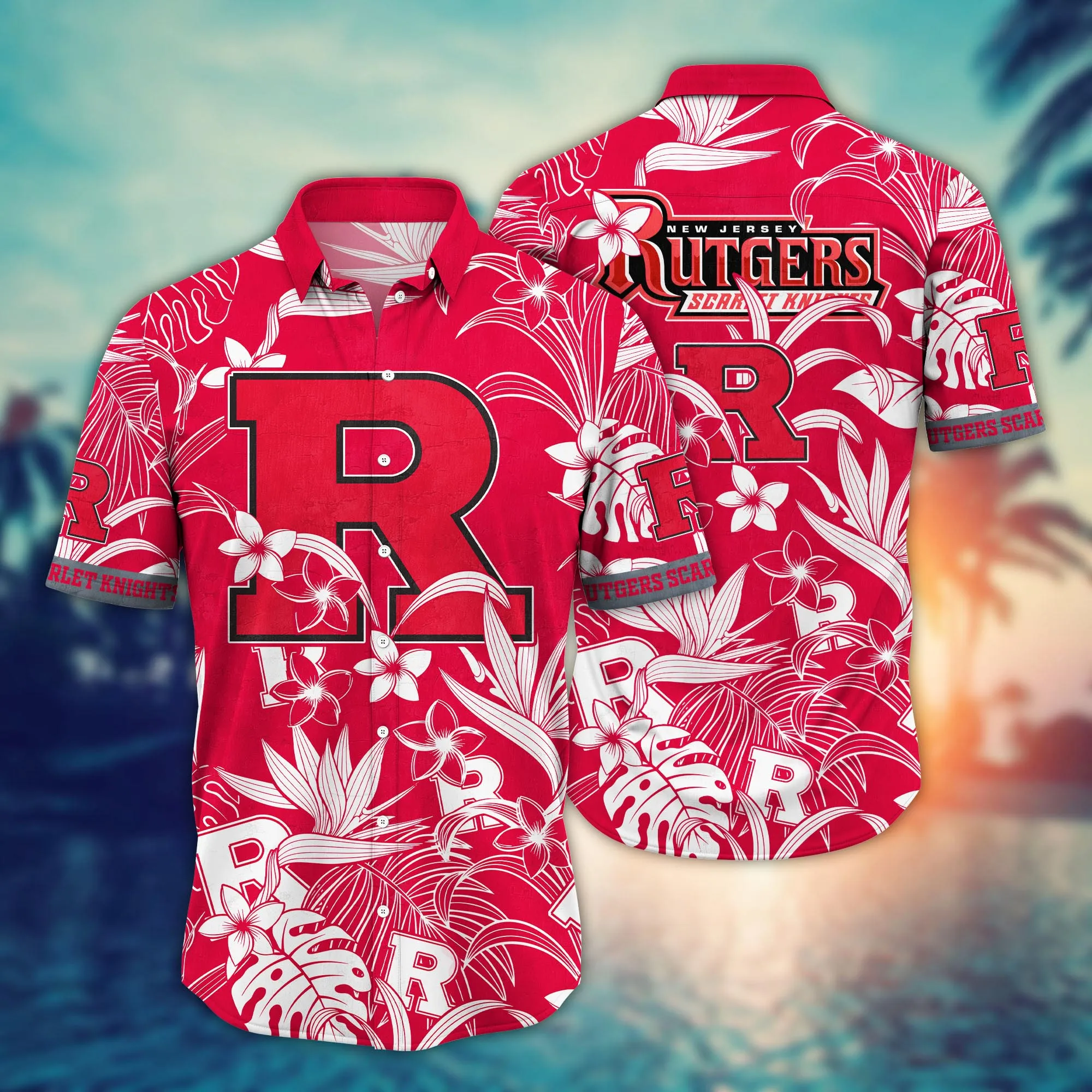 Rutgers Scarlet Knights NCAA Hawaiian Shirt Sunburntime Aloha Shirt Rutgers Scarlet Knights NCAA Hawaiian Shirt Sunburntime Aloha Shirt