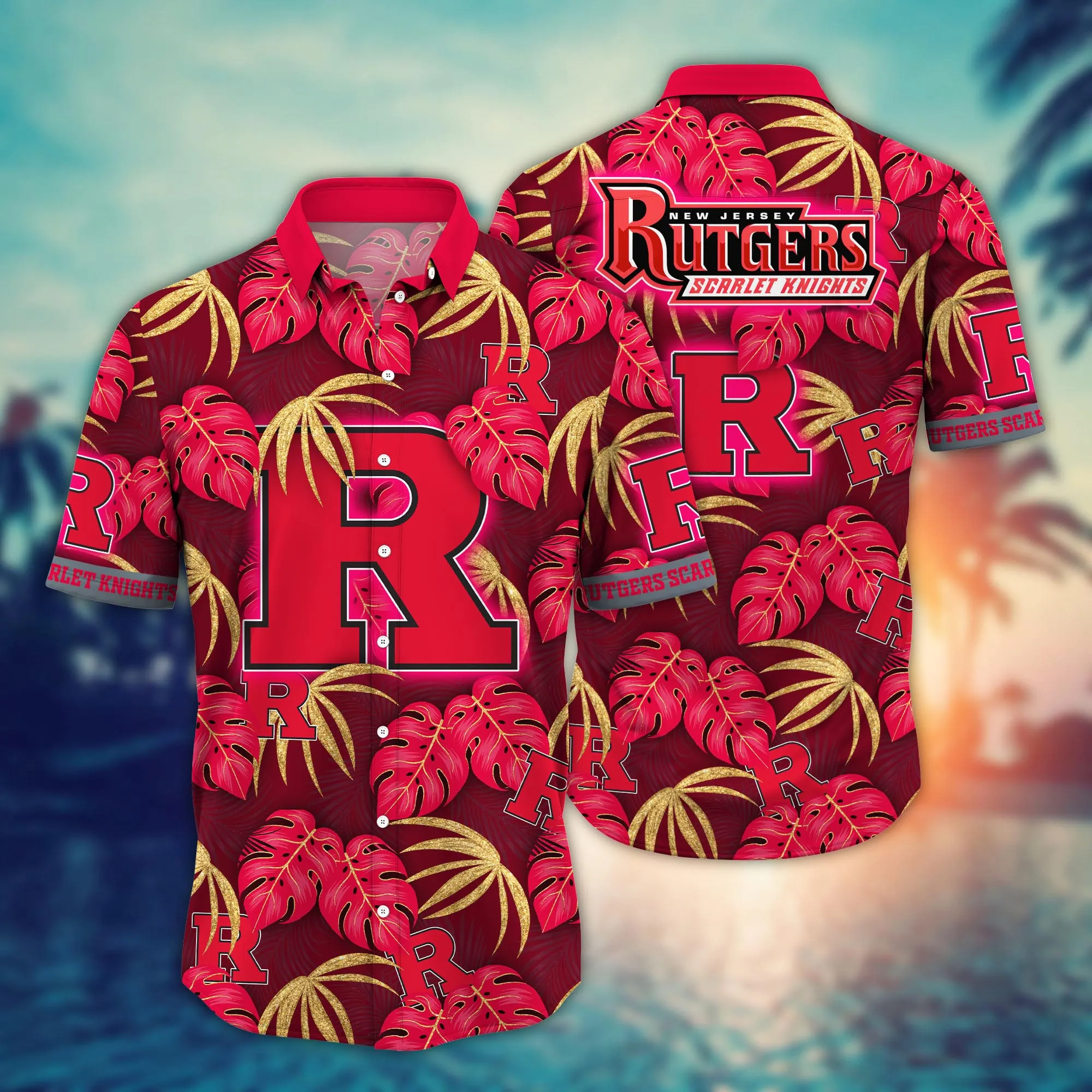 Rutgers Scarlet Knights NCAA Hawaiian Shirt Sunlit Aloha Shirt Rutgers Scarlet Knights NCAA Hawaiian Shirt Sunlit Aloha Shirt