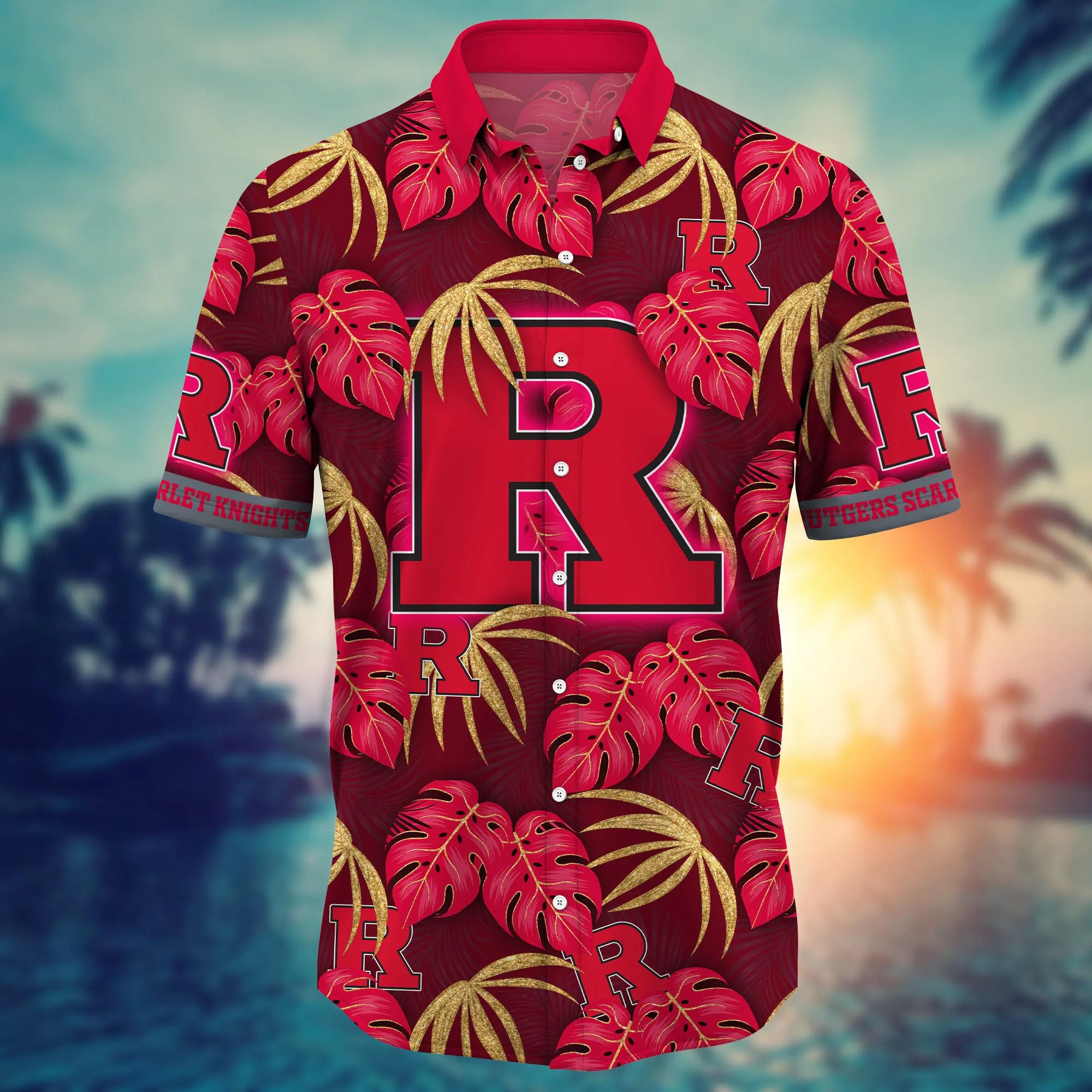 Rutgers Scarlet Knights NCAA Hawaiian Shirt Sunlit Aloha Shirt