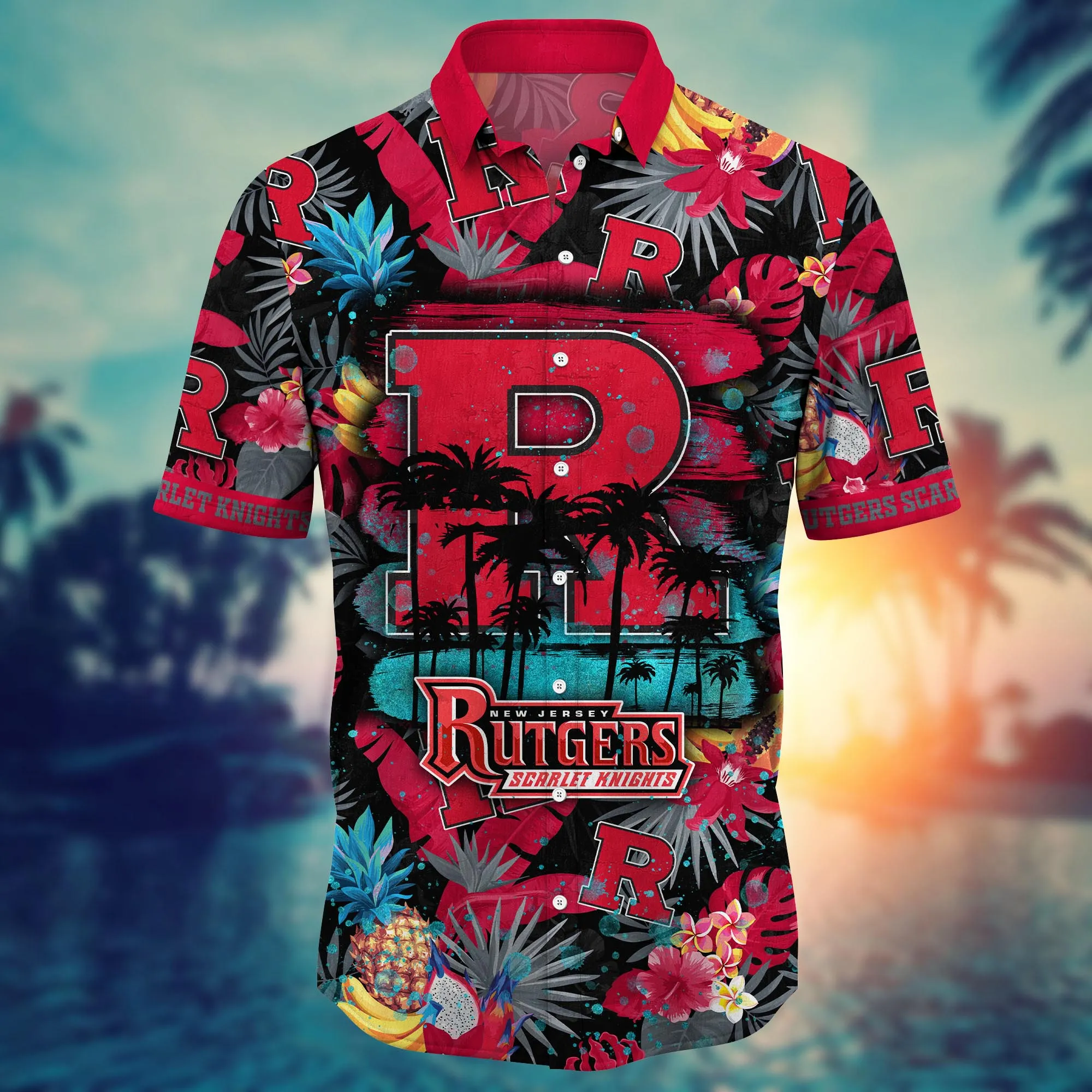 Rutgers Scarlet Knights NCAA Hawaiian Shirt Sunshinetime Aloha Shirt